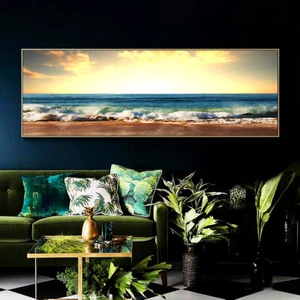 Canvas Wall Art Abstract Seascape Canvas Painting Beach Sea Print Poster Picture - Picture 1 of 6