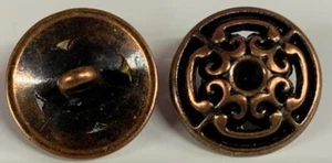 1960's Copper Buttons Vintage Set of 4 Original Antiqued Metal Scroll Original - Picture 1 of 1