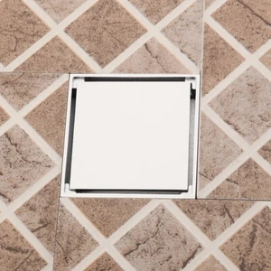 4*4 inch Silver Bathroom Square Shower Waste Floor Drain Grates Tile Insert - Picture 1 of 6