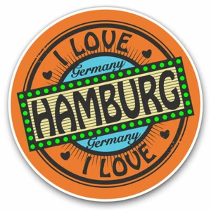 2 x Vinyl Aufkleber 20cm - I Love Hamburg Germany orange deutsch cool Geschenk #7310 - Bild 1 von 9