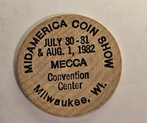 1982 Midamerica Coin Show Wooden Nickel #1872 - Picture 1 of 2