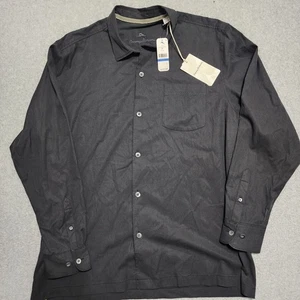 New Tommy Bahama Catalina Twill Shirt Men's XL Black Silk Stretc Long Sleeve NWT - Picture 1 of 12