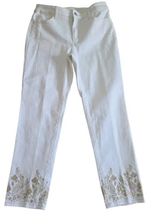 Pantalones de mezclilla Chico's 1(8) blancos elásticos perfectos para novia pierna ajustada al tobillo - Imagen 1 de 4