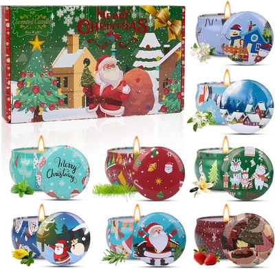 Conjunto de velas de Natal, pacote com 8 velas perfumadas de Natal, presente de vela perfumada de 20 oz - Imagem 1 de 4