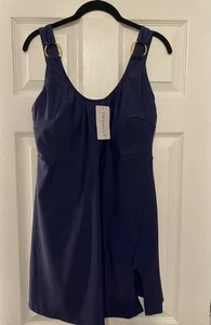 Women's One Piece Swim dress w/ Side Slit Tummy Control Bathing Suit Size XL - Picture 1 of 9