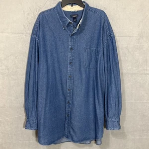 Saddlebred Denim Shirt Big 3X Long Sleeve Button Down Blue Cotton - Picture 1 of 10
