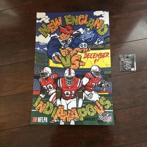 New England Patriots Game Print Poster 12x18 Signed Pin Indianapolis Colts Auto - Picture 1 of 6