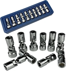 3/8" Drive Universal Joint Socket Set, 10-Piece 12 Point Swivel Socket Set, C... - Picture 1 of 1