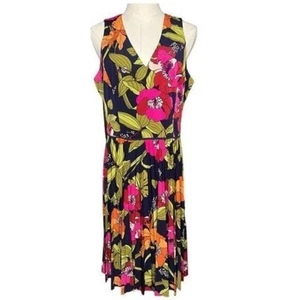 Maggy London Blumen Plissee ärmellos V-Ausschnitt Kleid Größe 12 - Bild 1 von 8