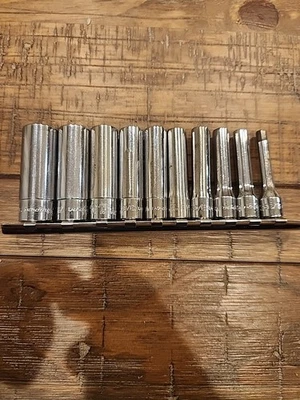*SNAP ON TOOLS 10PC 1/4" DRIVE SAE DEEP SOCKET SET - Image 1 of 4