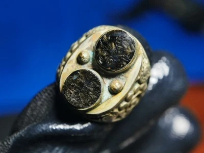 винтажное кольцо с драгоценным камнем для мужчин размер 9 натуральная плита базальтовое стекло - Изображение 1 из 4