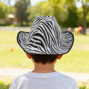 Zebra Print Cowboy Hat Funny for Carnival Wild West Themed Parties Birthday - Picture 1 of 7