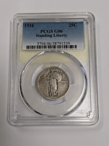 1916-P Standing Liberty Quarter 25C Cents PCGS G06 Cover