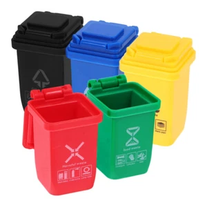 5 Pcs Mini Wheelie Bin Desk Tidy Toy Bins for Children Trash Can Small - Picture 1 of 12