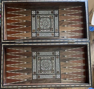 Vintage Wooden Backgammon Set and Chess Board from Lebanon Handmade Real Inlays - Picture 1 of 12