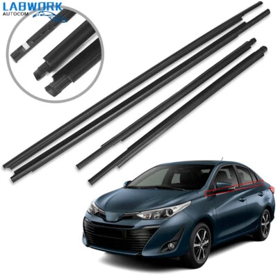 4PC Weatherstrip Window Moulding Trim Seal Belt For 2007-2016 Toyota Yaris Sedan Foto 1 de 4