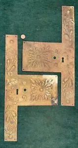 Vintage Brass Escutcheon Finger Plates Door Handle Old Nouveau Victorian ANTIQUE - Picture 1 of 12