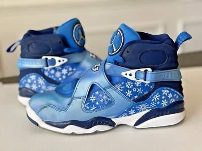 Nike Air Jordan 8 Retro GS Niños Talla 4.5Y Copo de Nieve Azul Blanco 305368-400 Foto 1 de 4