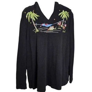 BCTC Apparel Womens Holiday Hoodie XL Santa Claus Hammock Whimsical 100% Cotton - Picture 1 of 5