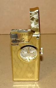 LIGHTER with WATCH FOSKA SWISS MADE #4981 17 Jewel Anti Magnetic Watch Works - Picture 1 of 10