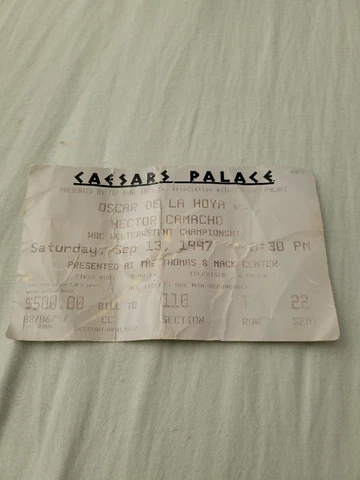 Authentic Ticket Oscar De La Hoya v Hector Camacho 9/13/97 - Caesars Palace Cover