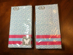 Set of 2 IDEAL HOME RANGE IHR 16 Pk SPRING GARDEN Blue Print Paper Guest Napkins - Picture 1 of 3