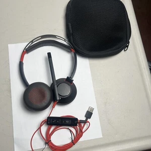 Plantronics Headset Microphone Poly Blackwire C5220 4220USB Black + Red - Picture 1 of 5