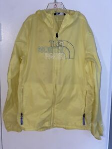 Girls North Face Yellow Rain Coat (Size Large)