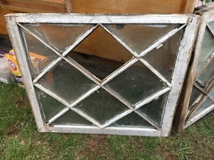 c1890-1900 mission Tudor window frame sash diamond fenestration 31 x 27.25 x 1.5 - Picture 1 of 12