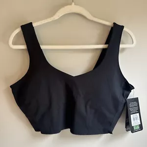 NWT - SKECHERS Womens Black LARGE GOSCULPT Scalloped Long Lined Padded Sport Bra - Picture 1 of 5