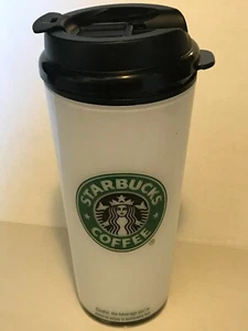 Starbucks 2005 16oz Travel Mug Wht w/Mermaid logo, ingredient list on side  - Picture 1 of 5