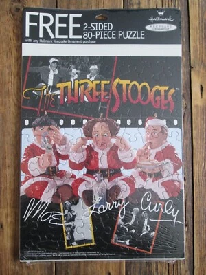 NEW 1999 Hallmark 80-Piece Puzzle Moe Larry Curly THREE STOOGES 2-Sided Vintage - Image 1 of 4