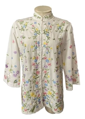Chuchi Phillipines VTG 50/60s Intricately Embroid’d Floral Blouse Wom Estim S/M - Image 1 of 4