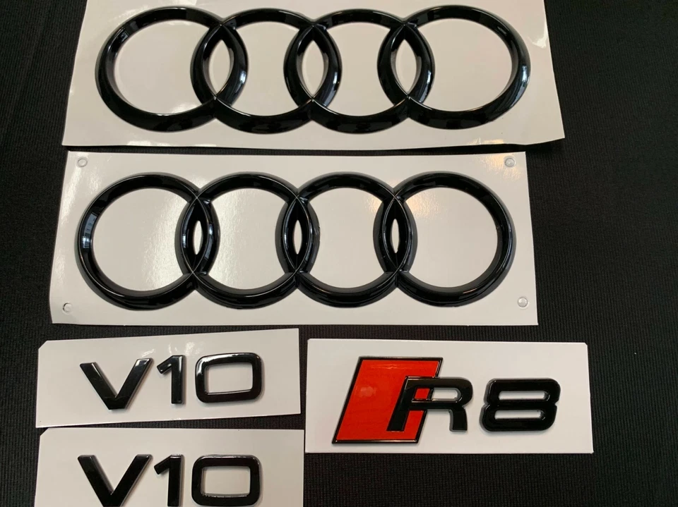 Audi R8 Gloss Black Emblem Kit 07-15  AND 17 AND UP - Image 1 of 1