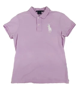 Ralph Lauren Golf Polo Shirt Boy's M Lilac Knit Stretch Big Pony Logo - Picture 1 of 11
