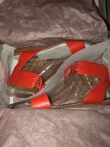 Franco Sarto Orange Leather Women's Sandal 7.5M New In Box - Picture 1 of 8