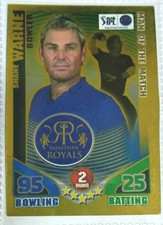 INDIA DLF IPL TOPPS 2011 CRICKET ATTAX CARD SHANE WARNE GOLD CARD 1st EDI.