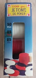 100 Jetons De Poker, 50 Blanc, 25 Rouge 25 Bleu - Photo 1/2