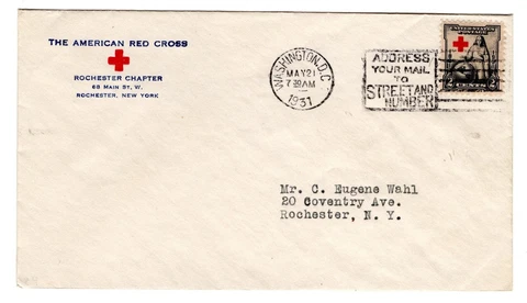 #702 Red Cross 1931 FDC - Planty #58 Rochester NY Red Cross Cover