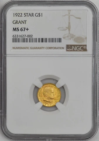 1922 $ Gold Grant Dollar with Star MS67+ NGC 946151-21 Cover