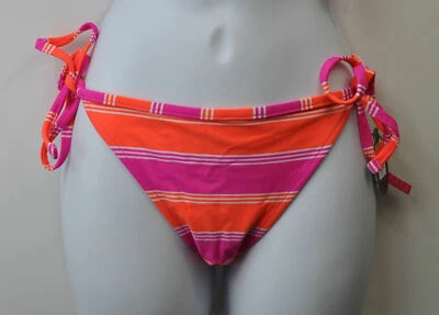 SO двусторонний оранжевый/розовый полоски/круги бикини верх или низ купальный костюм рекомендуемая розничная цена производителя $28 - Изображение 1 из 4
