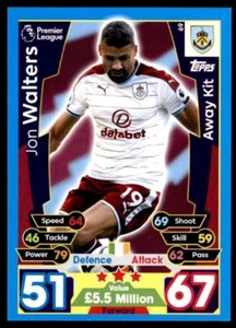 Match Attax 17-18 Jon Walters Burnley Away Kit No. 69 - Picture 1 of 2