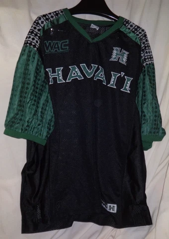 University Hawaii Warriors WAC Black Short Sleeve Blank Football Jersey Size XXL Cover
