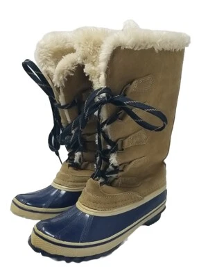 Sporto Blake Suede Boots Faux Fur - Duck Boot Foot Size 8 - Adjustable Lace Up  - Image 1 of 4