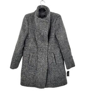 Abrigo de lana Kenneth Cole para mujer asimétrico prensado Boucle M gris jaspeado ciudad - Imagen 1 de 12