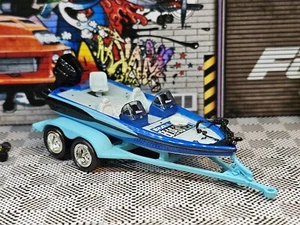 1/64 JOHNNY LIGHTNING BASSIN USA Paul Elias Blue BASS BOAT DIECAST Loose Fishing - Picture 1 of 7