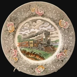 Adams Currier & Ives Engravings Dinner Plate 10 1/2" American Express Train - Picture 1 of 4