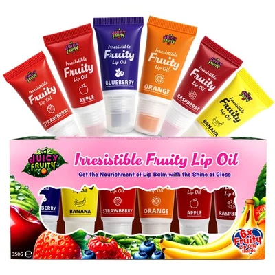 SOL 6-12K Lip Oil Fruit Set Clear Gloss | Hydrating Glow Balm Strawbery Apple Bundle