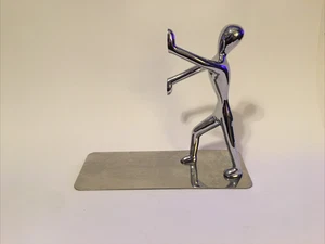 Figura de hombre de acero inoxidable sujetalibros arte antideslizante personas forma persona empujando libros - Imagen 1 de 14