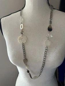 collar largo vintage eslabones círculo tono plata - Imagen 1 de 5